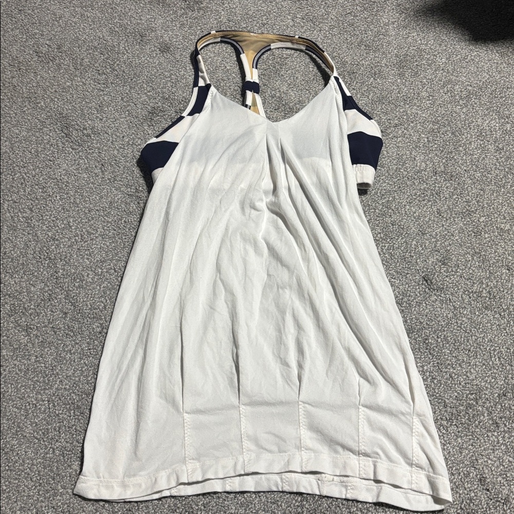 Vintage White and Navy Striped Tank Top Size 10 no pads